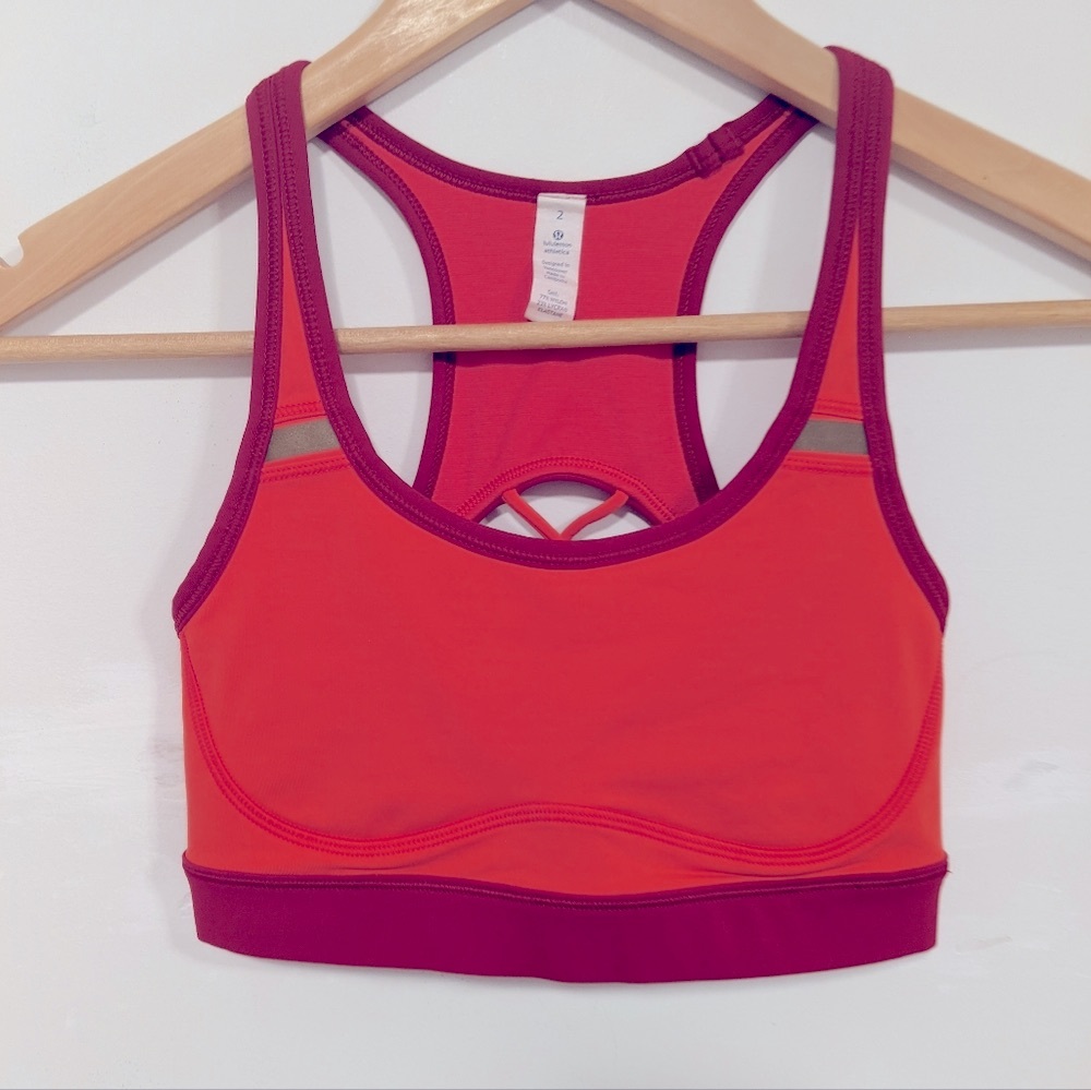 Lululemon Sweaty Or Not Bra II Alarming/Cranberry 2 - Picture 7 of 16